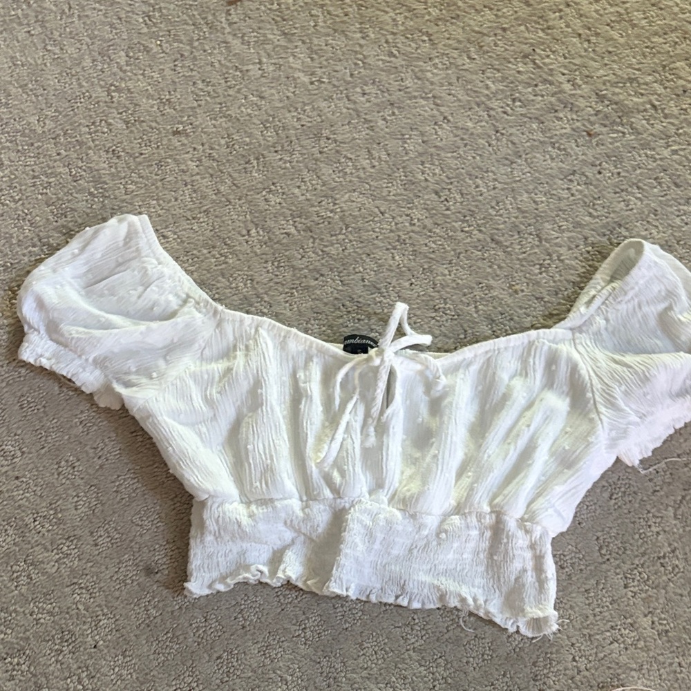 Ambiance White Textured Crop Top